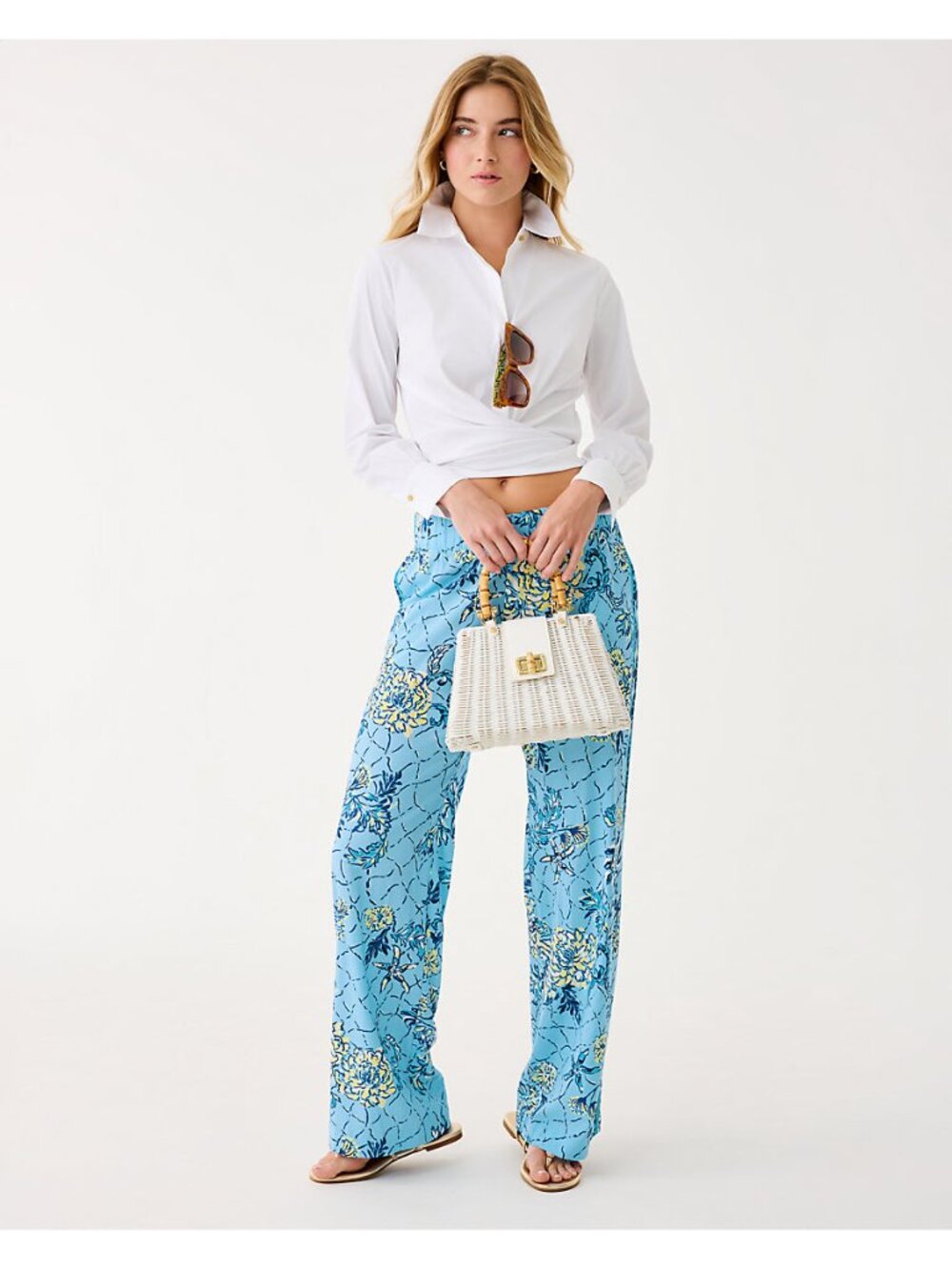 Lilly Pulitzer-Bal Harbour Palazzo Pants-Bellevue Blue Breakers Beach-Size Small